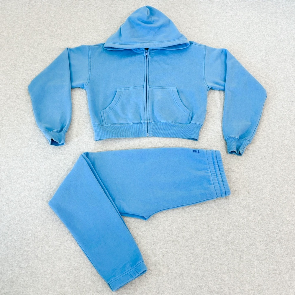 Aritzia cozy fleece matching sweatsuit in blue